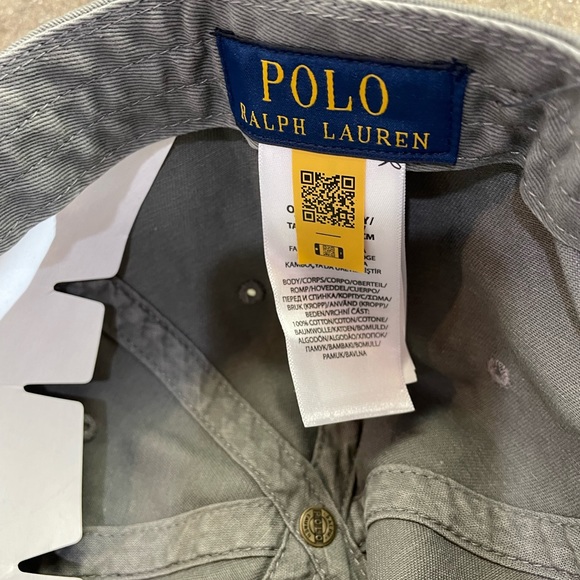 🆕 POLO RALPH LAUREN Leather Strap Embroidered BIG PONY Baseball Cap, Grey - Picture 8 of 11